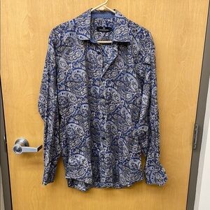 Bugatchi Paisley Blue and Tan  Men's Shirt